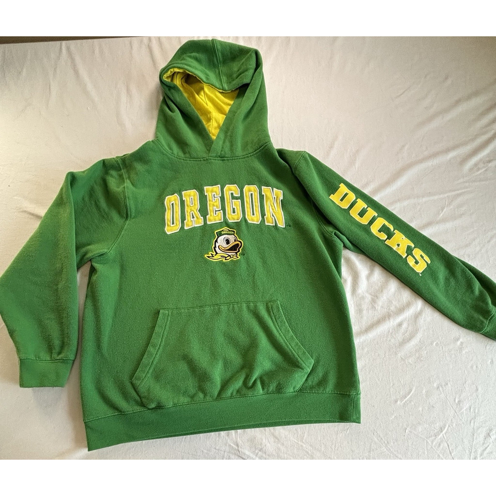Oregon Ducks Hoodie Youth Large 16/18 Green Colosseum Mascot Pullover